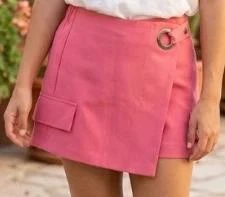 Falda Pantalón Rosa Chicle Estilo Cargo - Talla 34